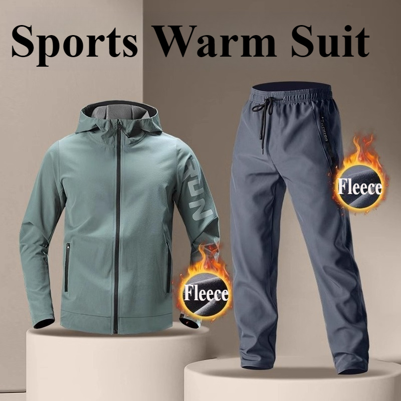 Running Gear Outfit - Set Pakaian Olahraga Pria Berbahan Fleece